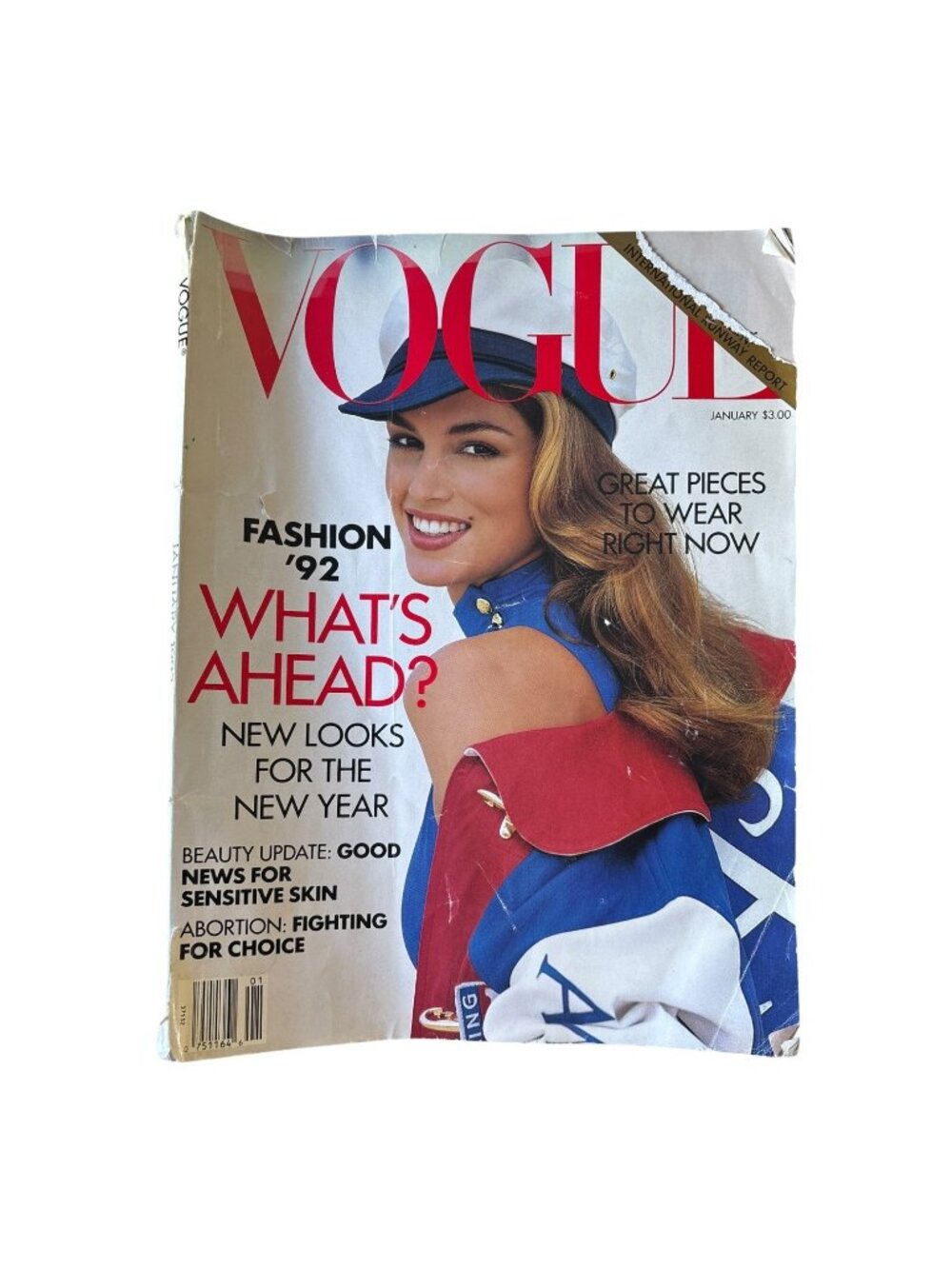 Vintage 90s Vogue Magazine Cindy Crawford Big Four Supermodels Prince Jan 1992